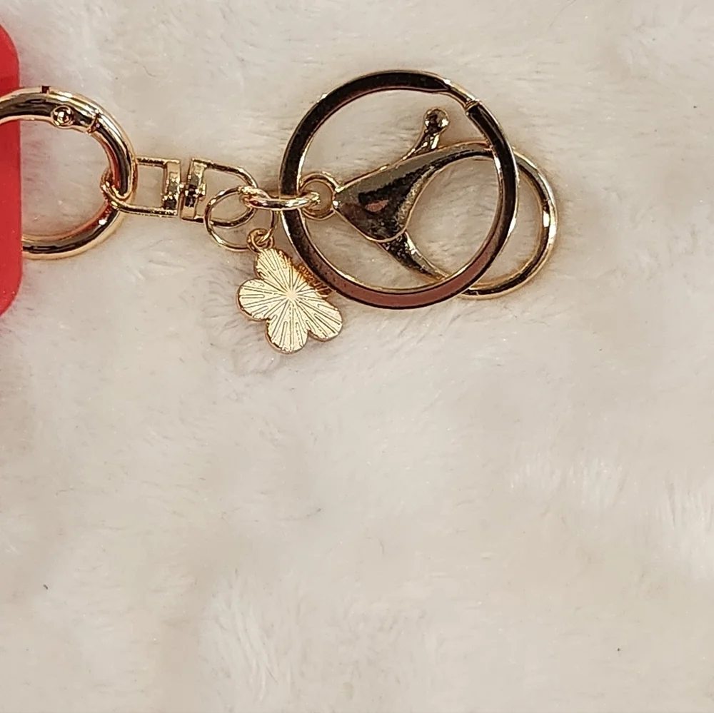 Red Rhinestone Tumbler Keychain Bag Charm